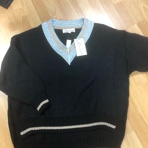 Vintage Havanah black v neck sweater with grey trim brand new with tags